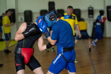 Boxing fighters in actionの写真素材