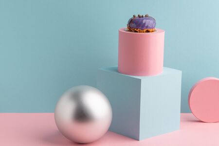 Beautiful violet mousse cake with interesting shape