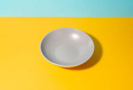 Top view on an empty gray platter