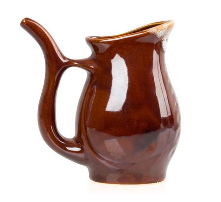 Ceramic jug isolated on white .の写真素材