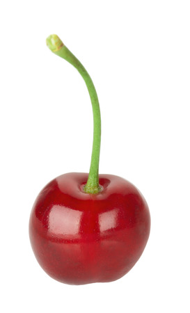 juicy cherries on the white background.の写真素材