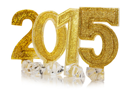 golden 2015 Happy New Year on the white background.の写真素材