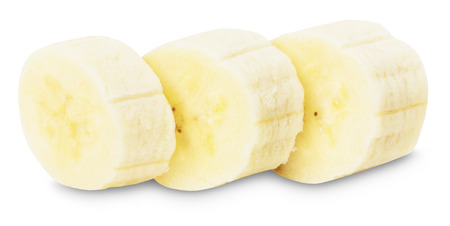 banana slices on the white background.の写真素材