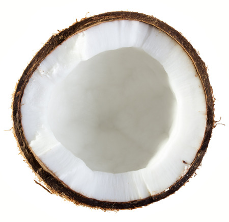 half of coconut isolated on a white background.の写真素材