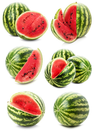 set of watermelons isolated on the white background.の写真素材