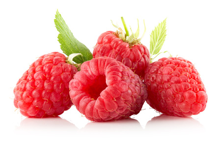 raspberries isolated on the white background.の写真素材