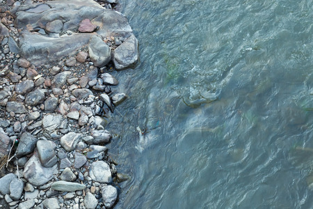 river with rock coast.の写真素材