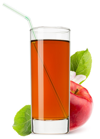 glass of apple juice isolated on the white background.の写真素材