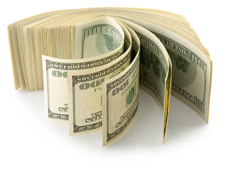 money roll dollars isolated on the white background.