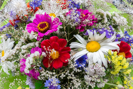close up of bouquet of flowers.