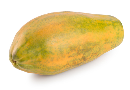 One whole papaya isolated on the white background.の写真素材