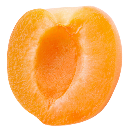 half of apricot isolated on a white background.の写真素材