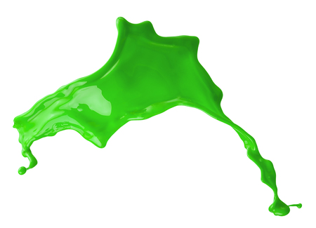 green paint splash isolated on a white background.の写真素材