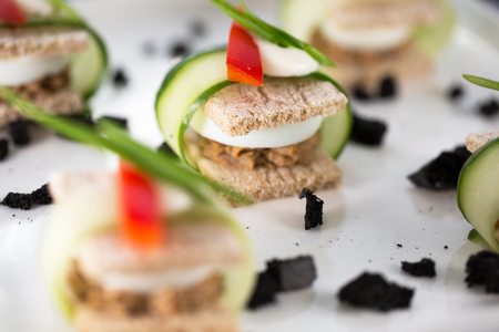 bruschettes with mozzarella.の写真素材