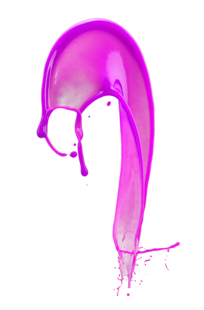 pink paint splash isolated on a white background.の写真素材