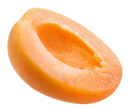 half of apricot isolated on a white background.の写真素材