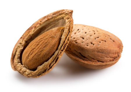 almonds isolated on a white background.