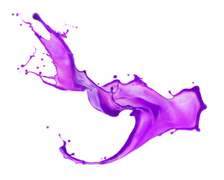 purple paint splash isolated on a white background.の写真素材