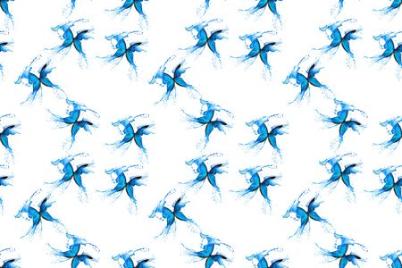 seamless blue butterfly pattern isolated on a white background.の写真素材