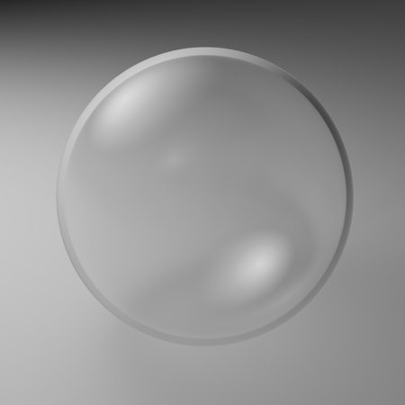 glass sphere on a gray background. 3d rendering.の写真素材