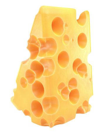 a piece of cheese isolated on a white background. 3d rendering.の写真素材