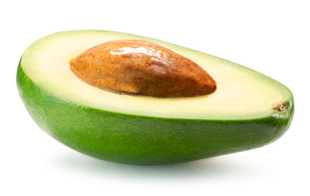 half of tasty avocado isolated on the white background. Clipping path.