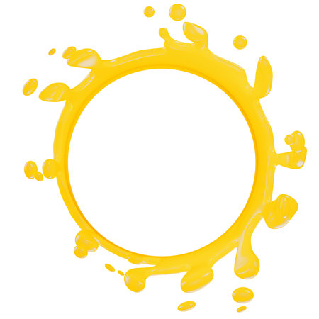 juice round splash isolated on a white background. 3d render.の写真素材