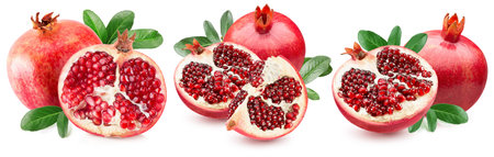 set of pomegranate isolated on a white background.
