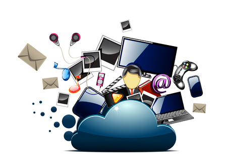 Content inside cloud folderのイラスト素材