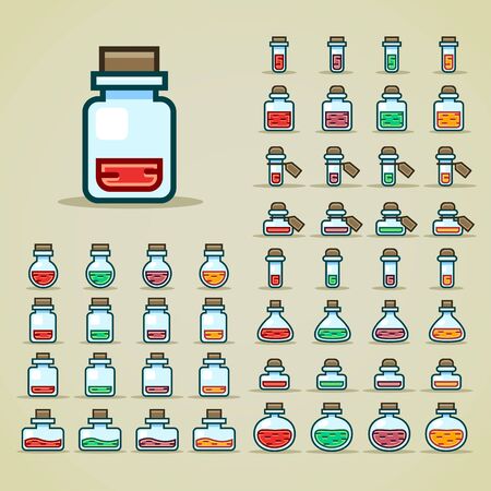 Colorful bottles of potionのイラスト素材