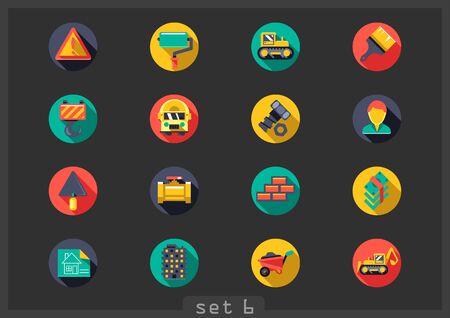 Construction flat iconsのイラスト素材