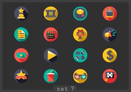 Movie flat iconsのイラスト素材