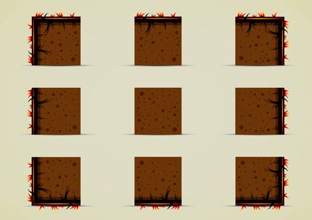 Ground sprites with grass on eveningのイラスト素材