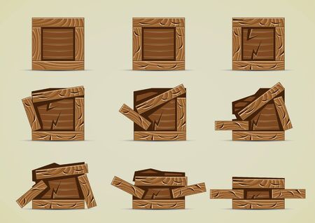 Broken dark brown box collectionsのイラスト素材