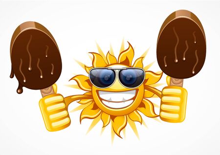 Sun with ice creamのイラスト素材