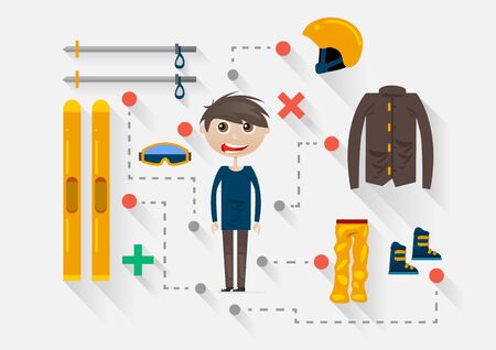 Flat skierのイラスト素材