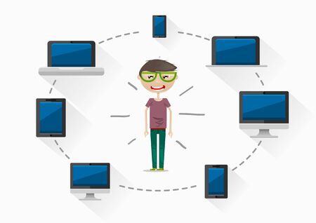 Guy with gadgetsのイラスト素材