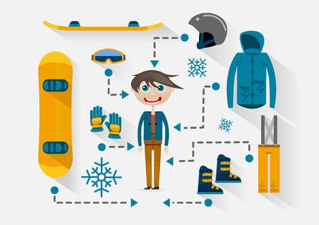 Flat design snowboarderのイラスト素材