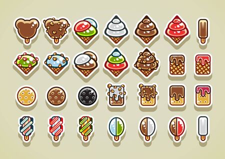 2D ice creamsのイラスト素材