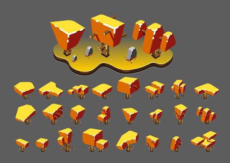 Isometric trees in the autumn for video gamesのイラスト素材