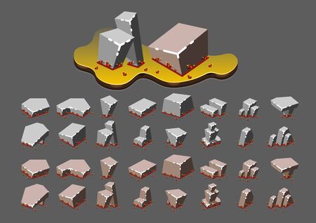 Isometric stones in the autumn for video gamesのイラスト素材