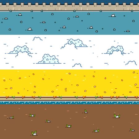 Four 3D backgrounds for creating video games set 4のイラスト素材