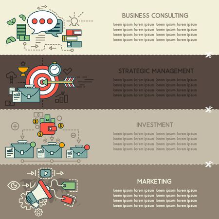 Set seven of business bannersのイラスト素材