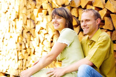 Young happy smiling attractive couple together outdoorsの写真素材
