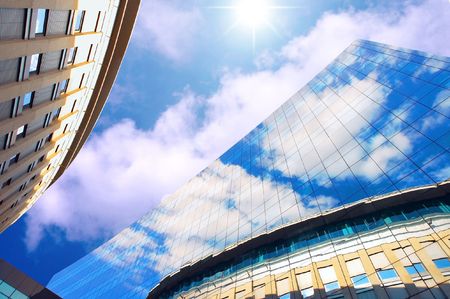 Business buildings architecture on sky backgroundの写真素材