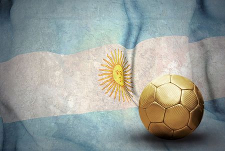 Grunge flag on the wall and ballの写真素材