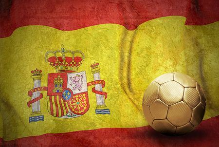 Grunge flag on the wall and ballの写真素材