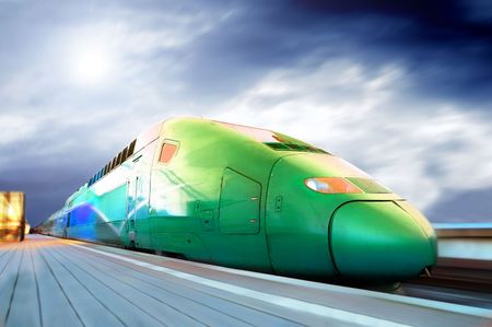 High-speed train with motion blur outdoor