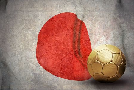 Grunge flag on the wall and ballの写真素材