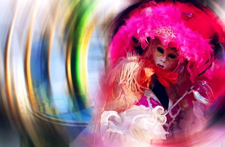 Portrait of a Beautiful Venetian mask on blur backgroundの写真素材